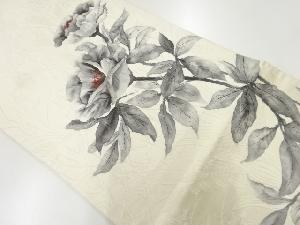 リサイクル　ふくれ織手描き枝花模様袋帯